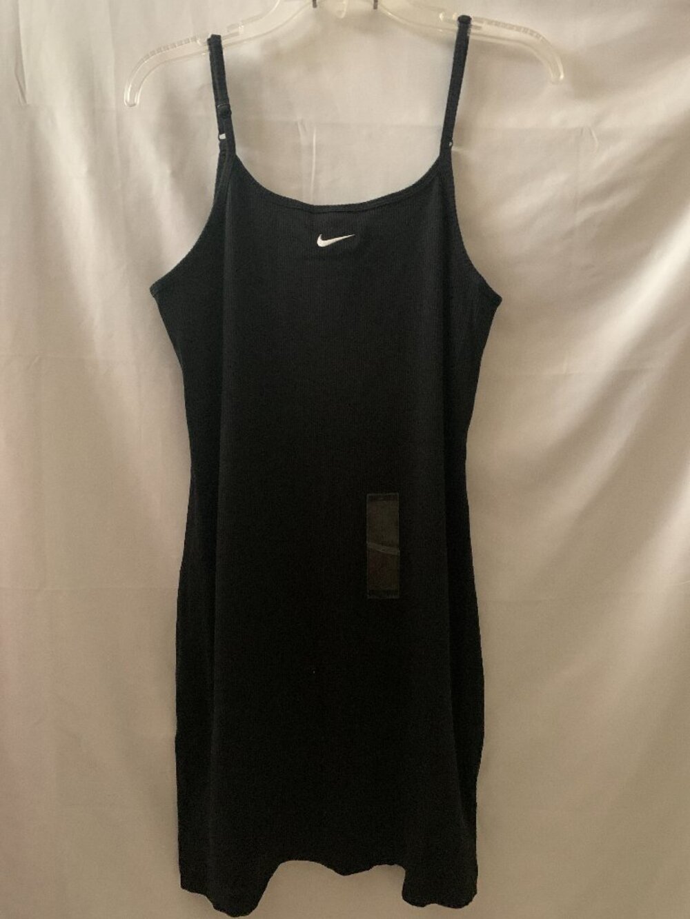 NIKE SPORTSWEAR Essential Ribbed Bodycon Knit Mini Dress in Black Sz LARGE